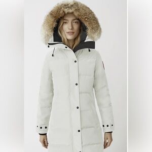 Canada Goose White Down Shelburne Parka with Fur-Trim Hood